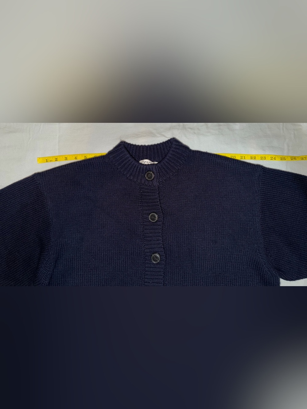 FRAME Chunky Femme Wool Cashmere Rib Knit Cardigan Navy S - Picture 11 of 12